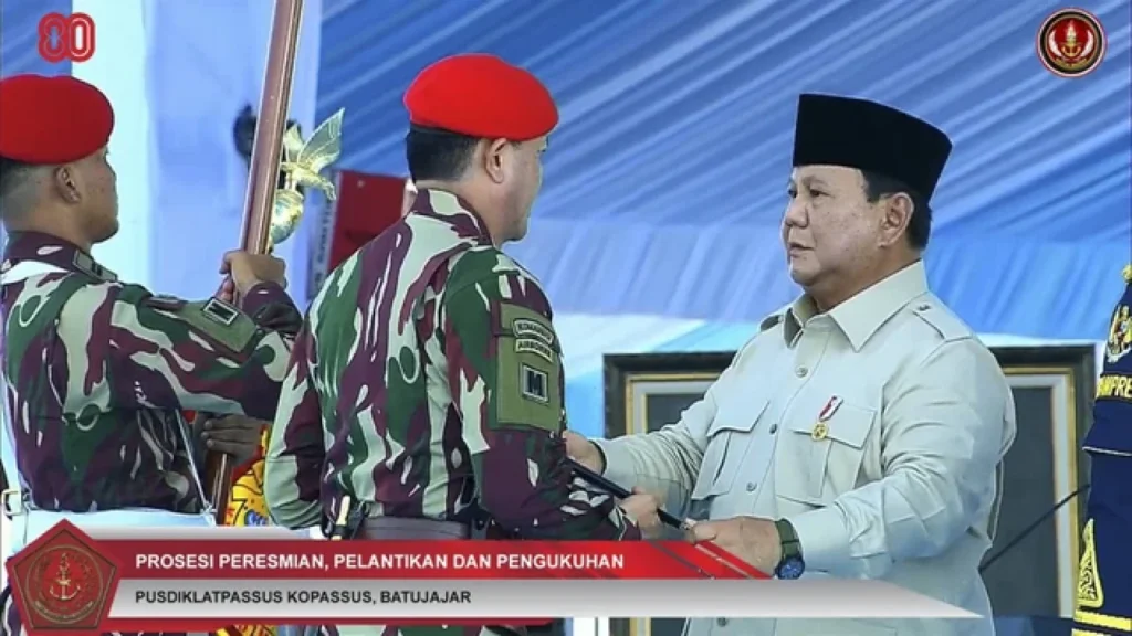 Prabowo Subianto Resmikan Enam Grup Kopassus di Pusdikpassus